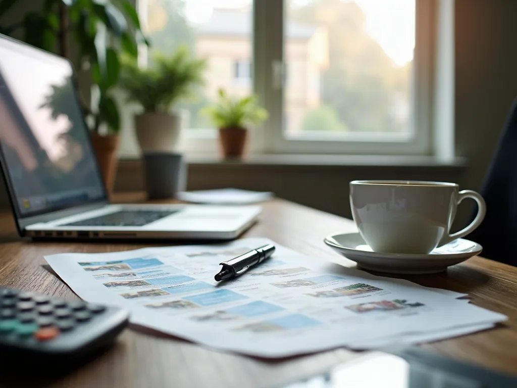 Oh Magazine Immobilier : faut-il vraiment s'y fier pour votre projet ? Bureau avec ordinateur et documents pour comparer des informations immobilières en ligne